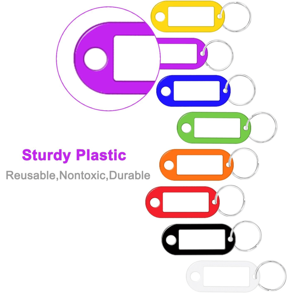 40 stk. nøkkelbrikker med bagasjelapp i plast for reise