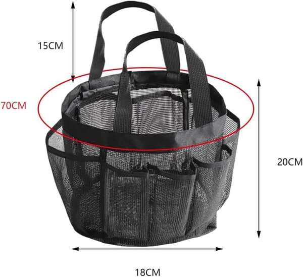 Mesh vaskpose, Bærbar Hengende Tote Bad Organizer Mesh Strand Ba