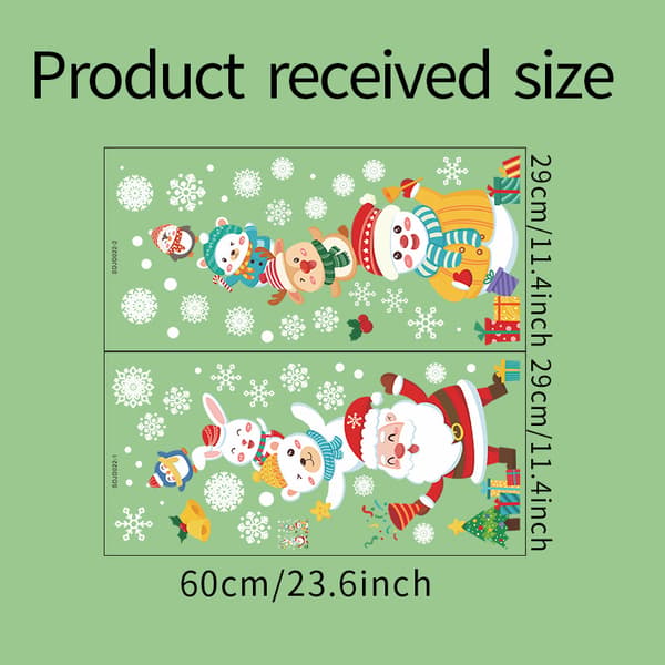 29x60cm Juldekoration UV Elektrostatisk Tomte Snöflinga Vägg
