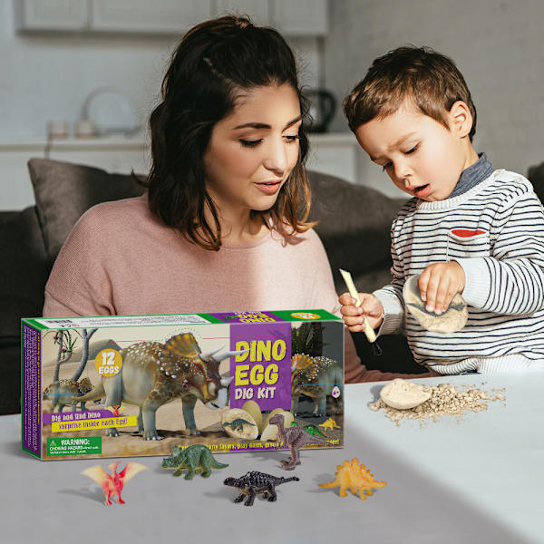 12 ägg dinosaurieägg grävsats - dinosaurie leksaker för barn bryt dinos