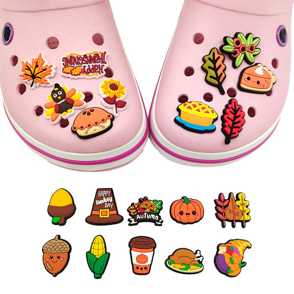 Cartoon Croc-skor Thanksgiving-serie Blomsterspänne Höst