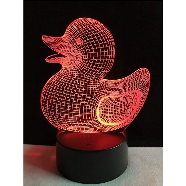 Söt djur liten gul anka ljus 3D USB LED stämningsljus nattljus flerfärgad växlande bord babygåva