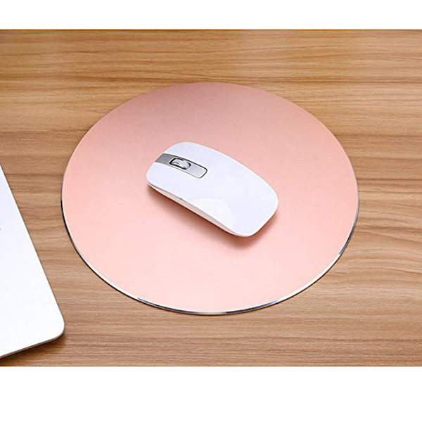 Rund musematte i aluminiumlegering (1 stk rosegull)