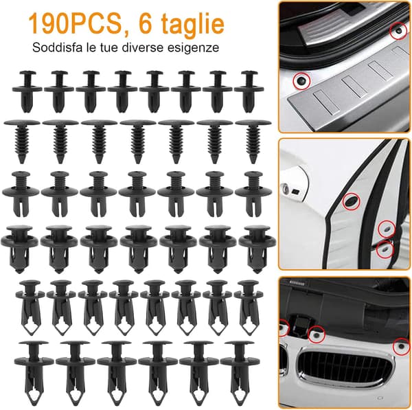 190 stk bilklips, bilplastklips nagle bilreparasjon, P