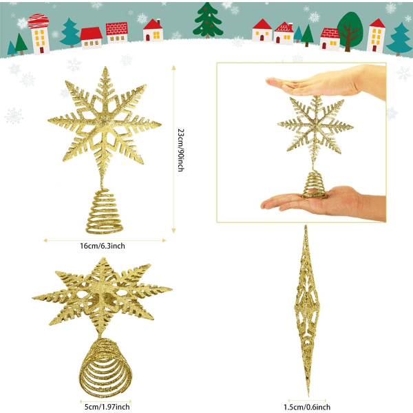 1 stk. (guld) Juletræstjerne, Trætopstjerne, Juletræspynt