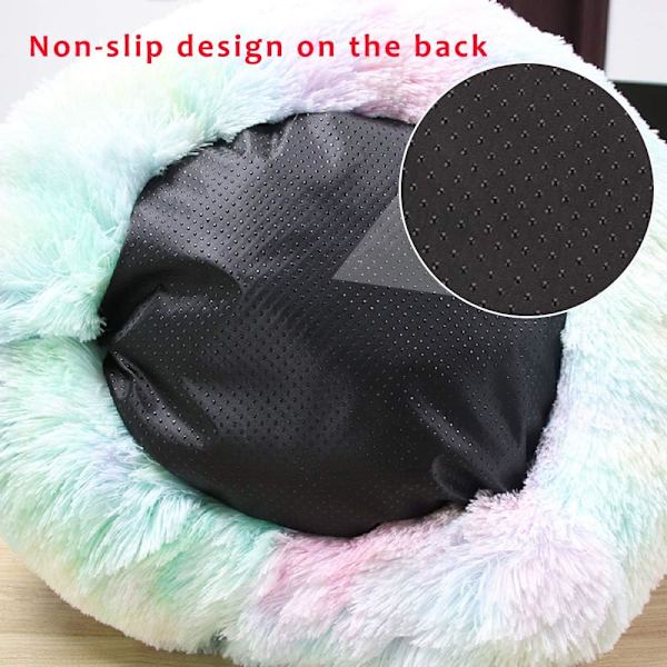 Luksuriøs rund kurv for hund/katt - Myk og komfortabel dyre pute - Vaskbar og varm - Perfekt for små hunder og katter - Fargerik 50cm