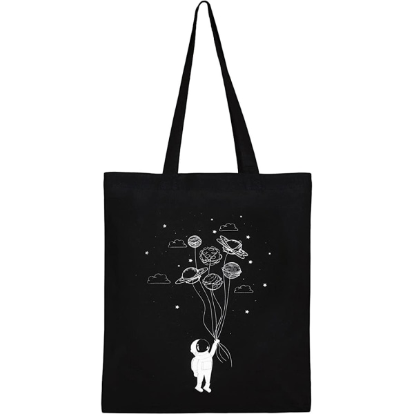 1 piece Black canvas tote bag, canvas bag, reusable cotton shoppi