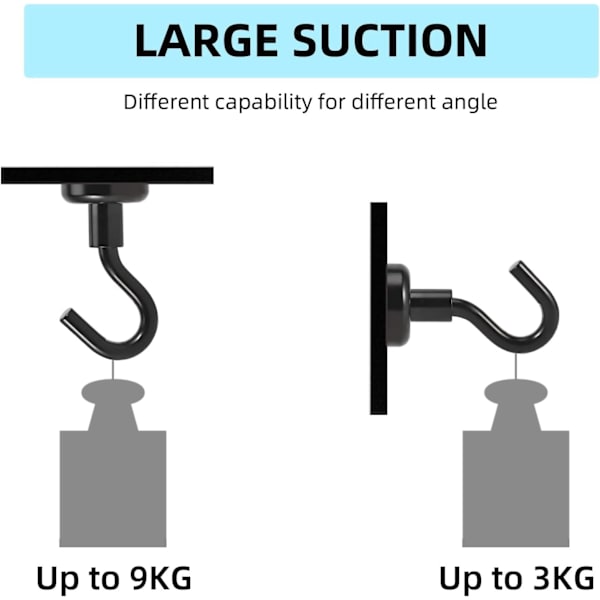 10 kappaleen neodyymimagneettiset koukut, 16 mm vahvat magneettiset koukut, super