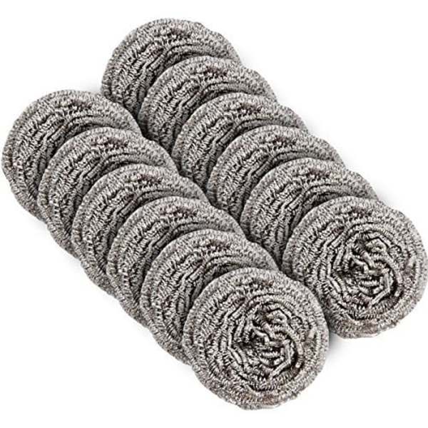 Rustfrit stål skuresvamp, skuresvamp - Pakke med 12 stk.