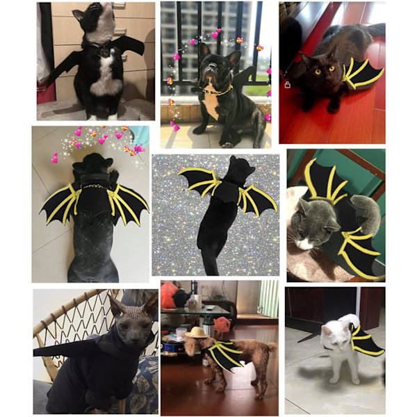 Halloween-kostymer för hundar Halloween fladdermusvingar husdjursele hund Halloween-kläder tryck fladdermusvingar klocka stil klockor (S)