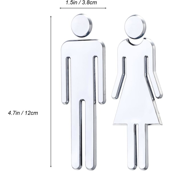 1 Pari WC-tarra Irrotettava 3D Peili Vinyyli Taide Seinätarra