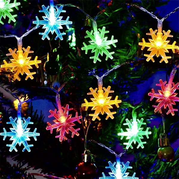 Snowflake Fairy Lights 3M 20 stk Led Batteridrevne String Lights Flerfarget dekorasjon til jul