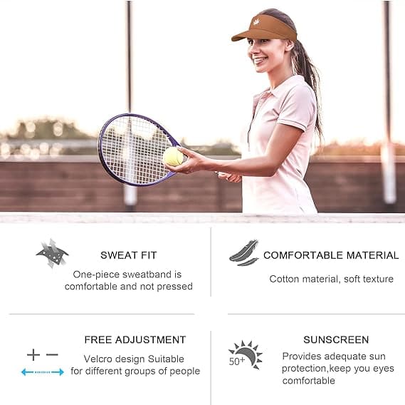 Dame Solhatt - Unisex Visor Cap, Lønneblad Brodert Justerbar