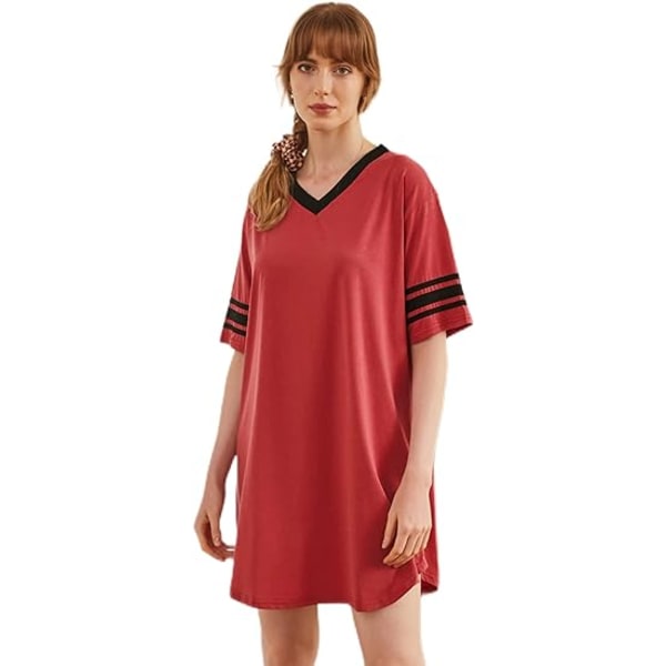 Women's Nightgown, Cotton Novelty Sleepshirts V Neck Short Sleeve