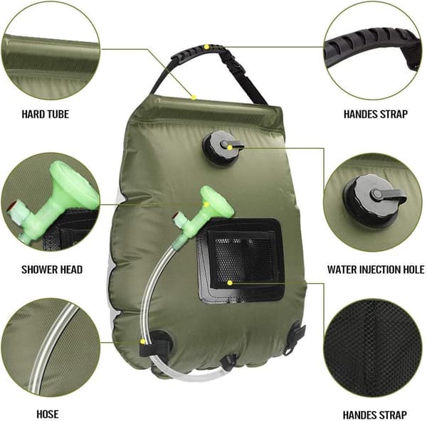 Armée verte Solvarme brusepose, 20 liter, camping, temperatur