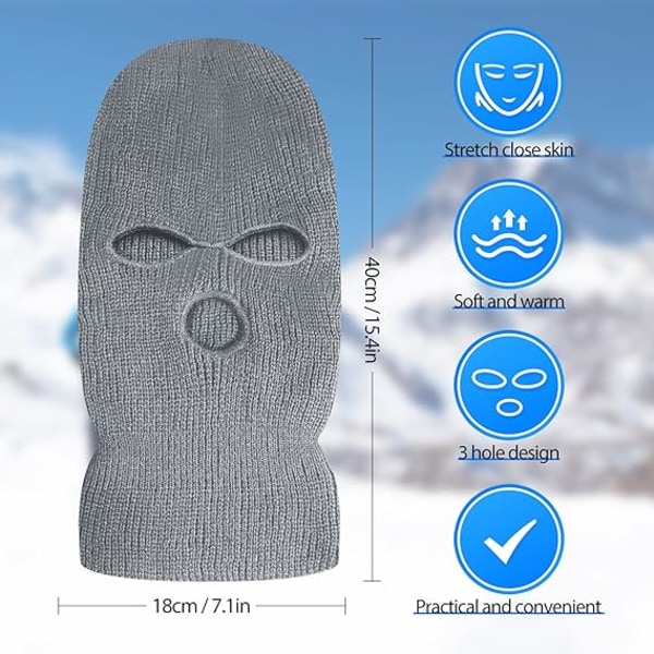 Neulotu kasvobalaclava 3-reikäinen kasvobalaclava Kokokasvobalaclava