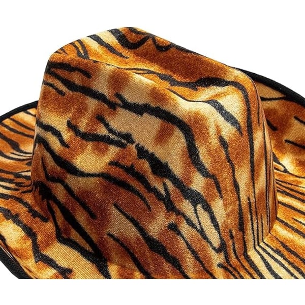 Sjov cowboyhat, fest cowboyhat i tigerprint (voksenstørrelse, Unis