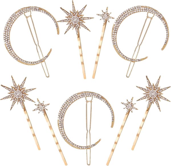 9 deler stjerne måne hårspenne tilbehør Rhinestone hårstyling