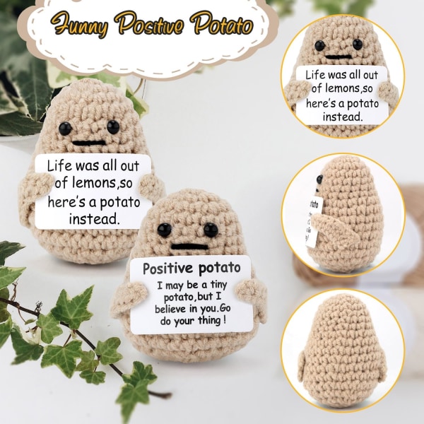 2st Mini Funny Positive Life Potatis, 3 tums intressant stickad