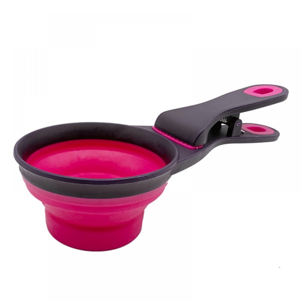 1pc Multipurpose Pet Food Scoop, 3 in 1 Pink Small Silicone Colla