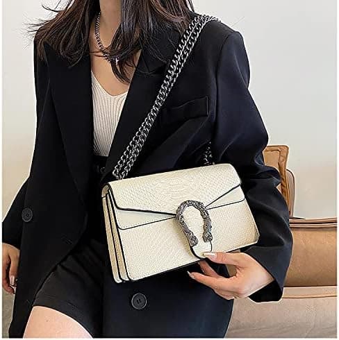 Crossbody axelväska för kvinnor - Ormmönstrat läder