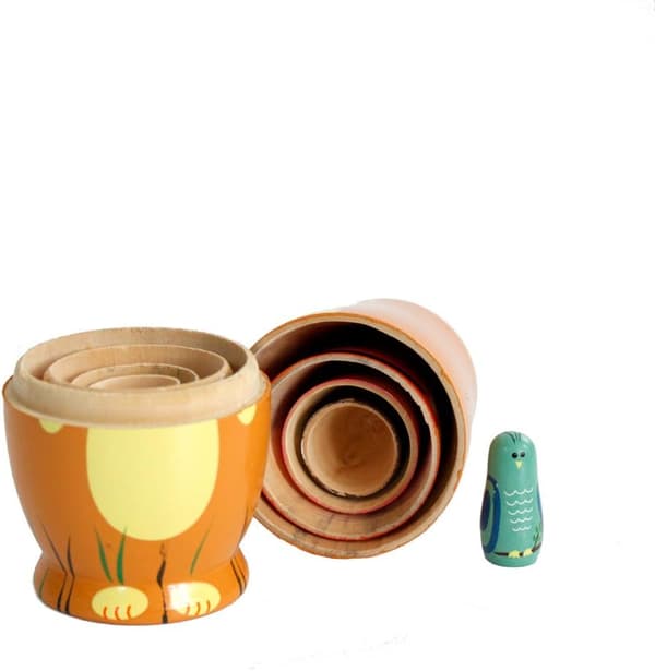 5 st (djur) Trä Nesting Doll Ryska Nesting Dolls Set för H