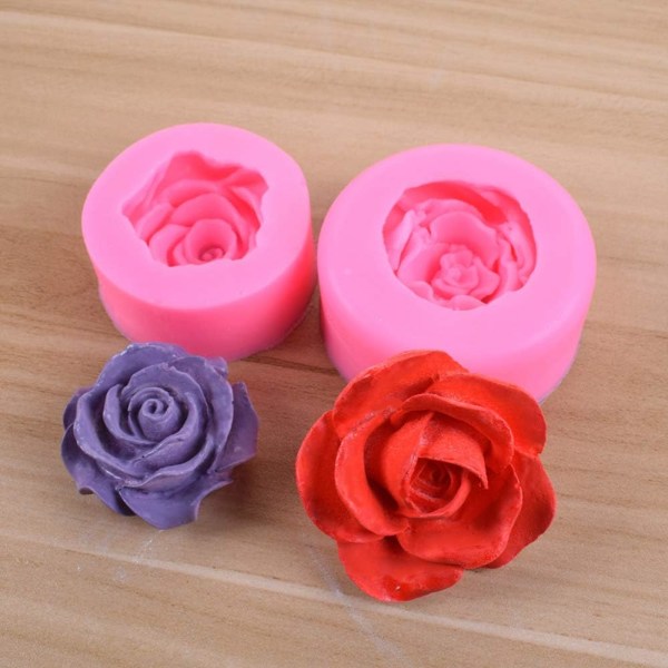 2 st 3D Ros Blom Fondant Silikonformar för Choklad C