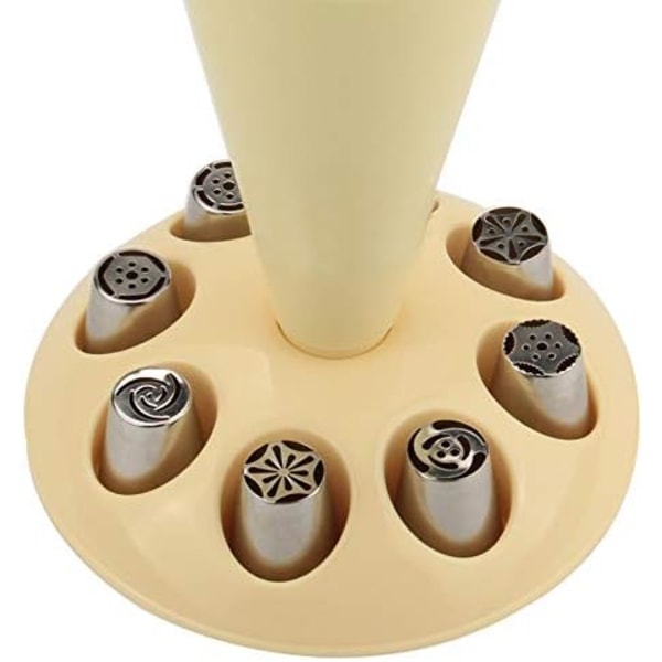 Leivonnainen pussin pidike Jalusta jäätelökassin pidike, jossa on 8 kuorrutuskärjen pidikettä