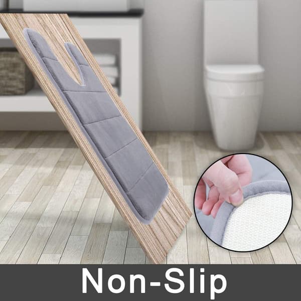 Grå U-formet bademåtte i memory foam, maksimalt absorberende, blød og behagelig