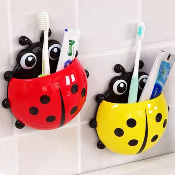 Badeværelse Cartoon Ladybug Sugkop Tandbørsteholder，blå