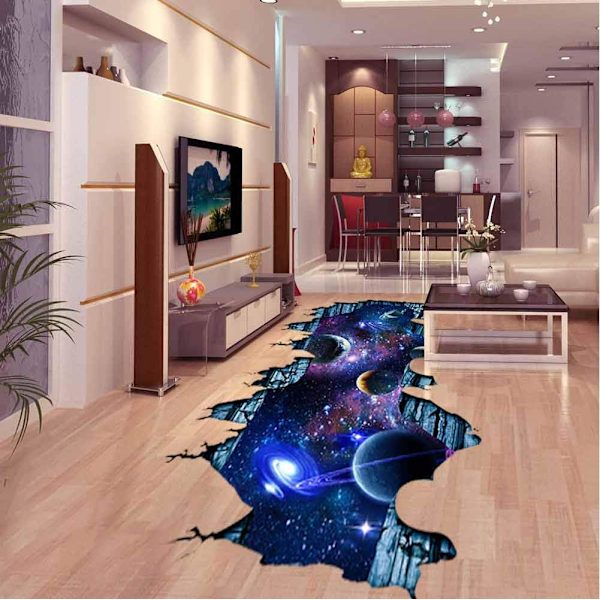 Galaxy Väggdekal Avtagbara Rymdgolv Klistermärken Magisk Konst 3D M