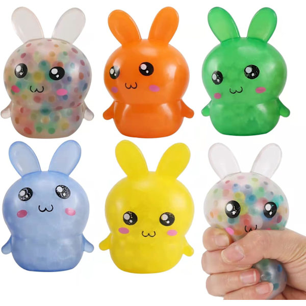 5-pakning kanin myke stressballleker for barn, kanin sensorisk ball R