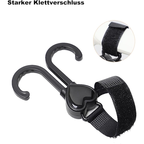 1-pack barnvagnskrokar, hjärtformade krokar, kardborrstängning, för Di