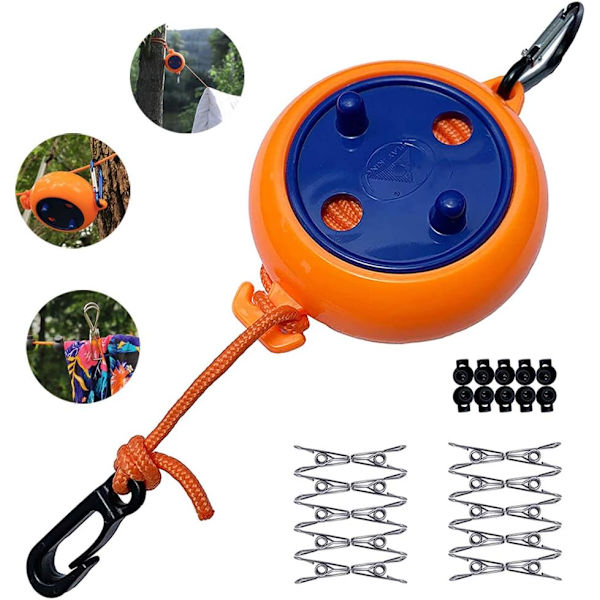 10m, Klädstreck, Retractable, Camping, Bärbar, Tvätt Torkning
