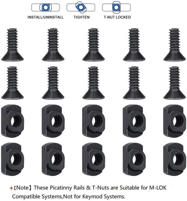 5-pack Polymer Picatinny Rail, 5 platser, 7 platser, 9 platser, 11 platser