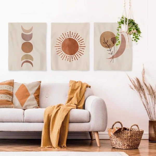 Cute Tapestry Wall Hanging Sun Botanical Abstract Art Tapestries