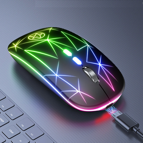 A20 2,4Ghz trådløs mus, lysudsendende opladning RGB-spillebord