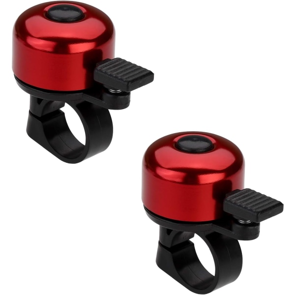 2 st röda cykelklockor i aluminium