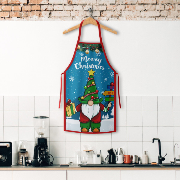 1pcs (Blue) Christmas Gnome Apron Decorating Apron for Kitchen Ba