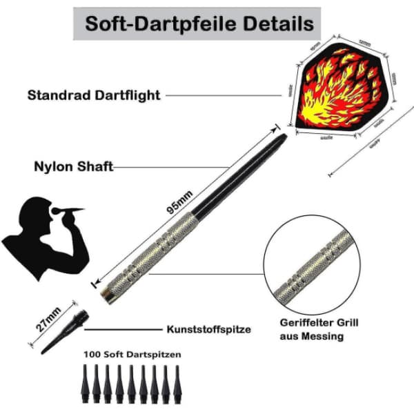 Dart Set, 12 Pack Soft Tip Darts för Elektronisk Darttavla med E