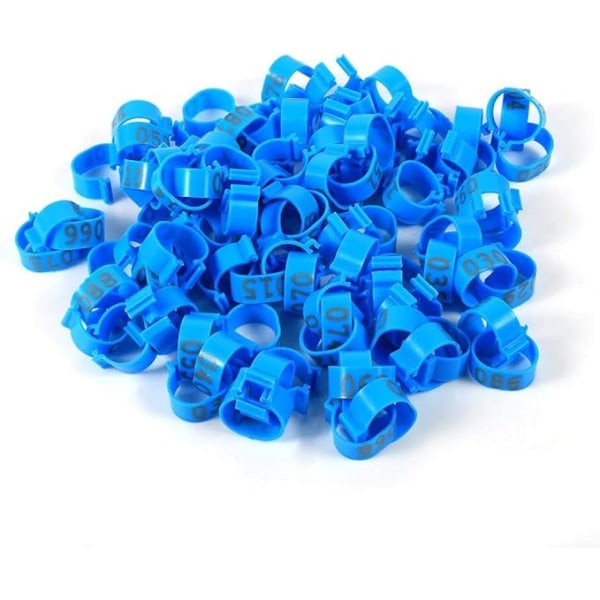 100 st/påse 20MM 001-100 Numrerad Plast Fjäderfä Flerfärgad Gåsfot Ring