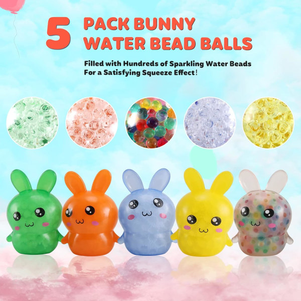 5-pack Bunny Soft Stress Ball Leksaker för barn, Bunny Sensory Ball R