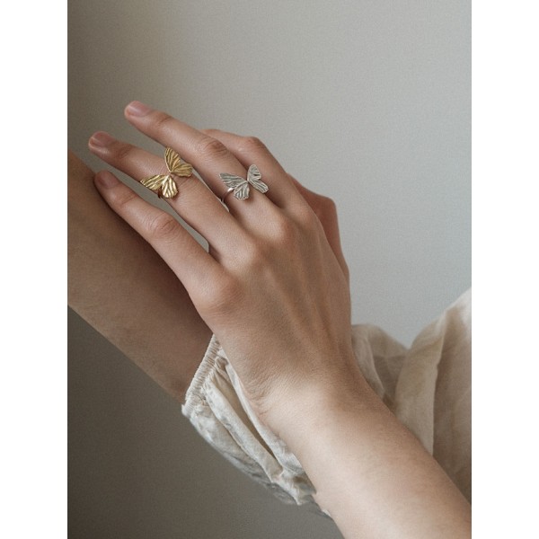 S925 Silver Ring Butterfly Silver