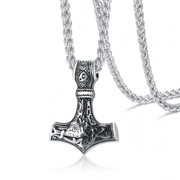 Sølv Viking Halskæde Thors Hammer Mjolnir Kæde