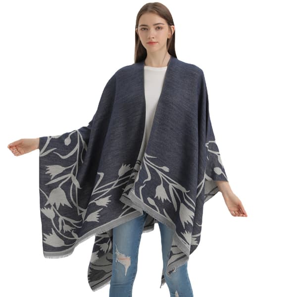 Sort Dame Reversible Split Shawl Tørklæde Elegant Mode Fire S