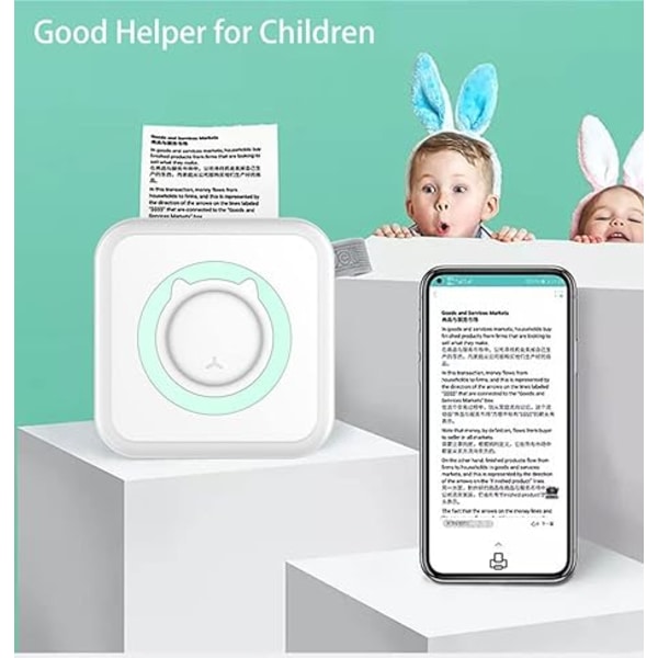 Mini-skriver klistremerkemaskin, bærbar trådløs Bluetooth-mobilprinter