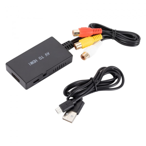 RCA till HDMI-omvandlare, komposit till HDMI-adapter, stödjer 1080p Pal