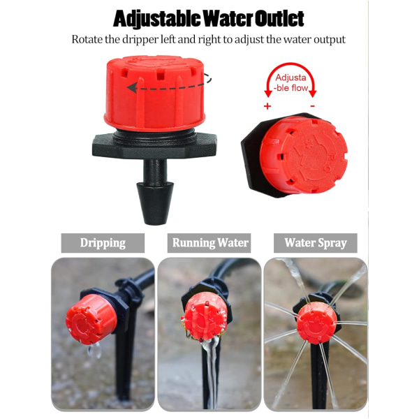 400 st justerbara bevattningsdroppar, 1/4'' automatisk droppbevattning