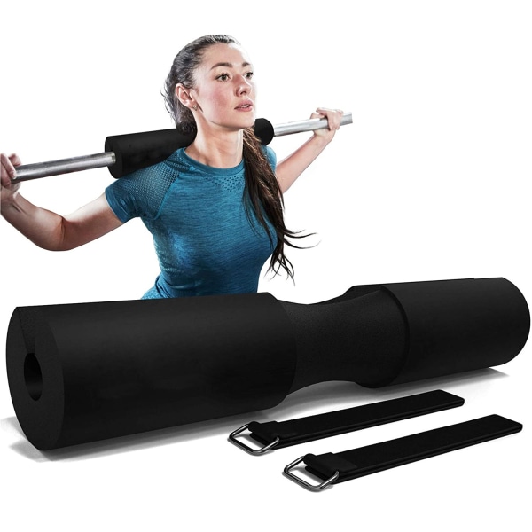 Skivstång knäböjsdyna/yogabälte 100 % bomullsstretchrem, fotbensträckare för fitness （svart）