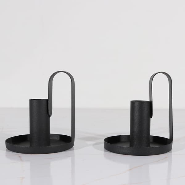 2 stk lysestaker, retro jern lysestaker svart lysestake